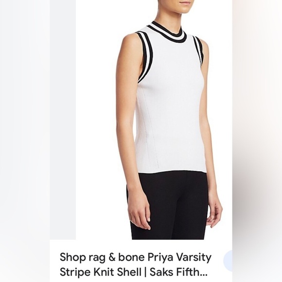 Rag&Bone Priya White/black top size XS - Picture 1 of 5